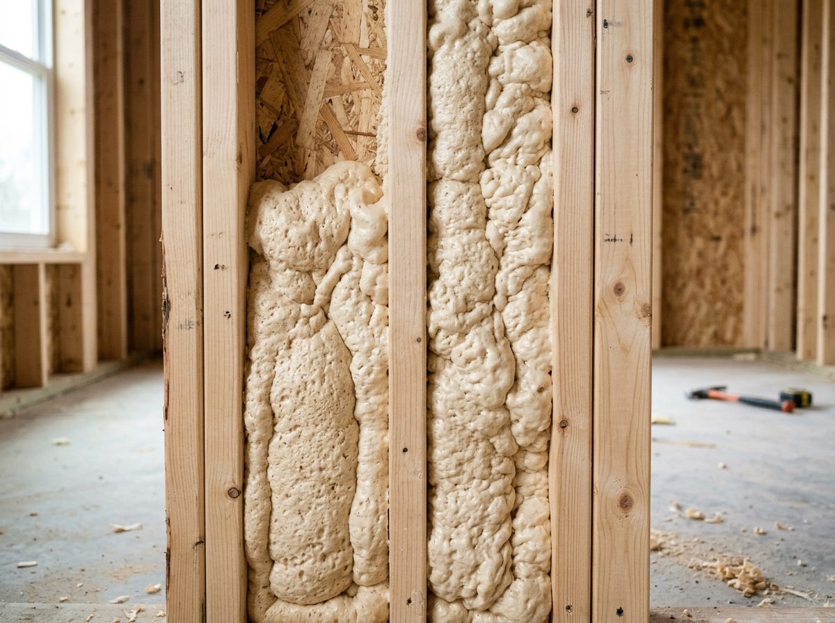 Closed-cell spray foam applied to the underside of a metal shop roof in Cedar City